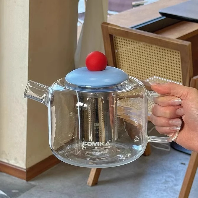 comika元气水壶高硼硅玻璃大容量办公室高颜值茶水分离家用泡茶杯