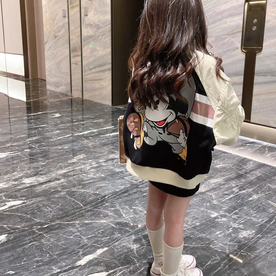 女童棒球服外套2023春秋新款小女孩卡通韩版宽松儿童时尚休闲外套