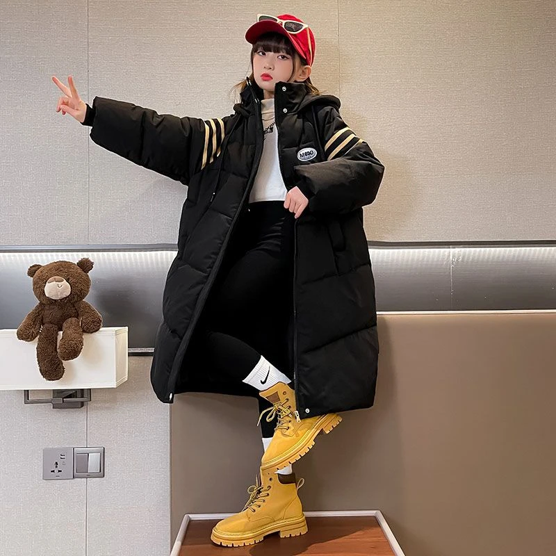 中大童2023新款洋气长款儿童棉服韩版爆款宽松冬季加厚女孩棉服潮