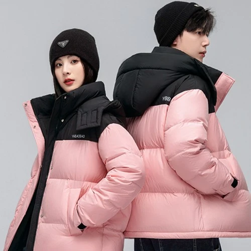 羽绒服90鹅绒时尚面包服男女同款鹅绒羽绒服短款鹅绒羽绒服