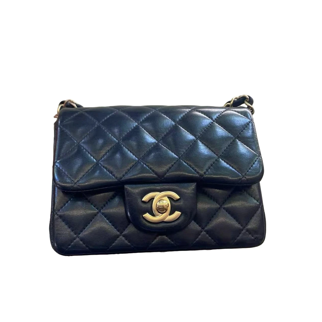 95新 Chanel/香奈儿 Chanel/香奈儿 黑金方胖子斜挎包