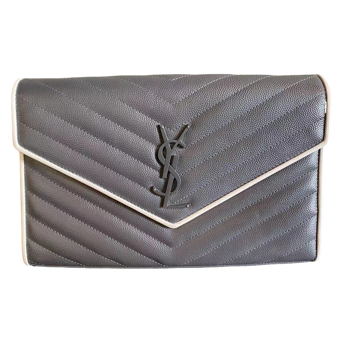 95新 YSL/圣罗兰 YSL/圣罗兰 灰色信封斜挎包97新bwz8880