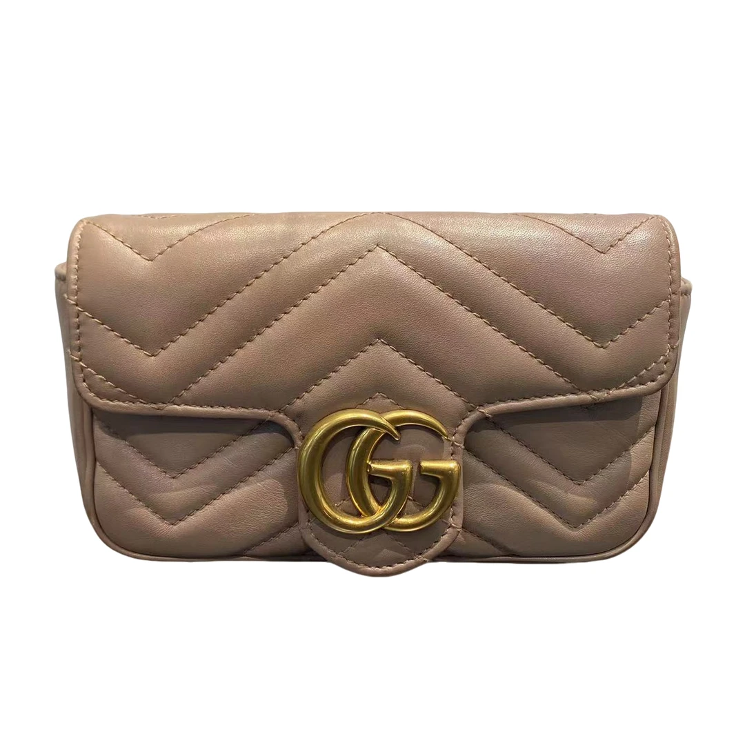 95新 GUCCI/古驰 GUCCI/古驰奶茶色marmont mini斜跨包bwz10222