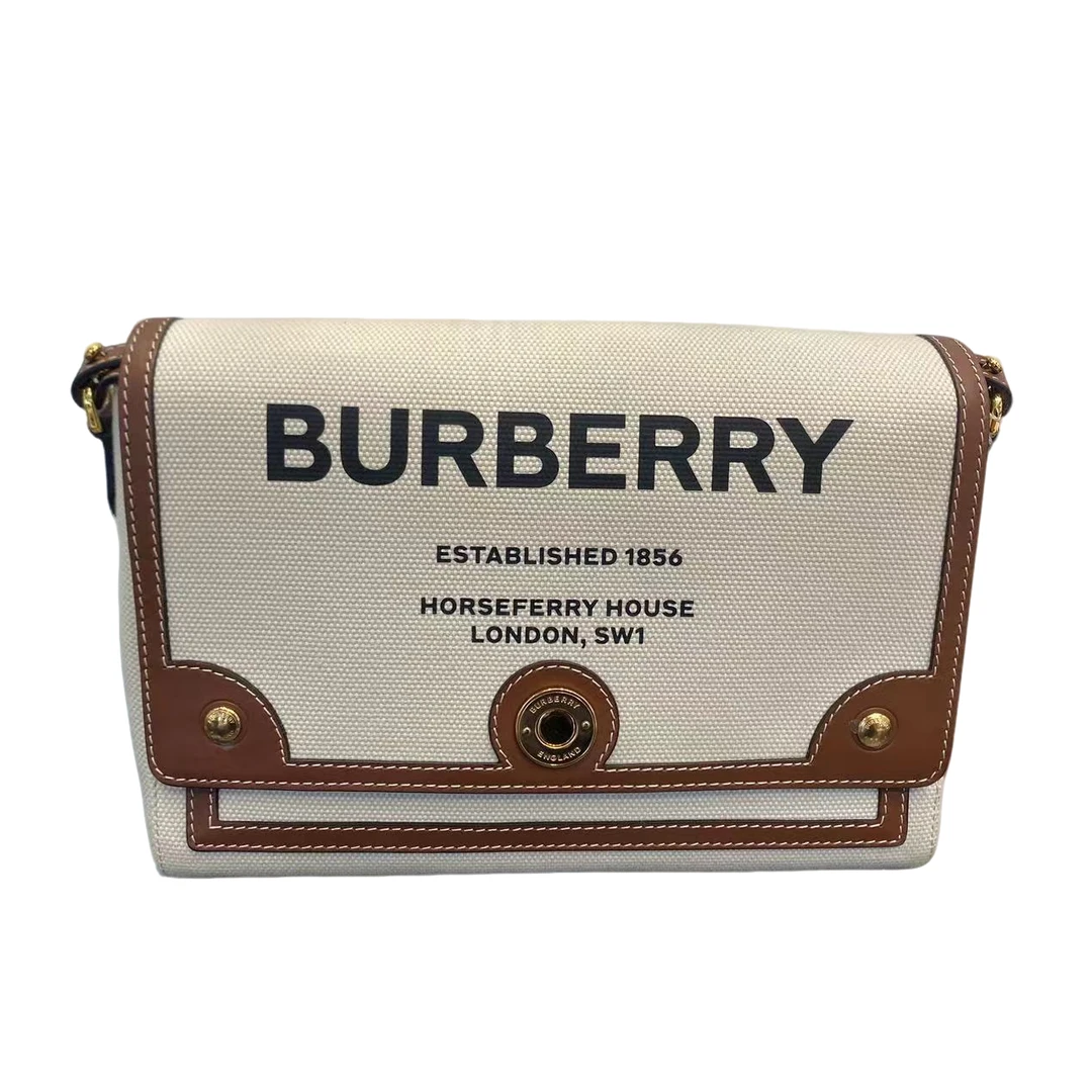 95新 BURBERRY/博柏利  白色帆布邮差斜挎包bwz9273