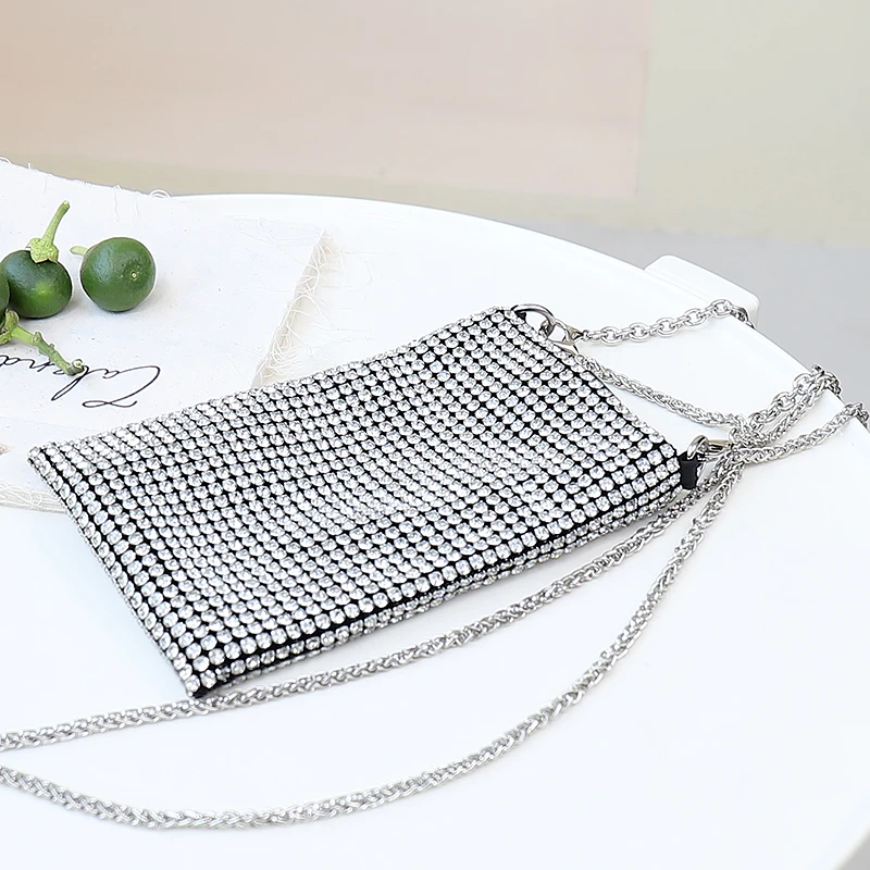 手机包斜挎女2025新款高级名媛超火斜挎小包镶钻洋气钱包手机包