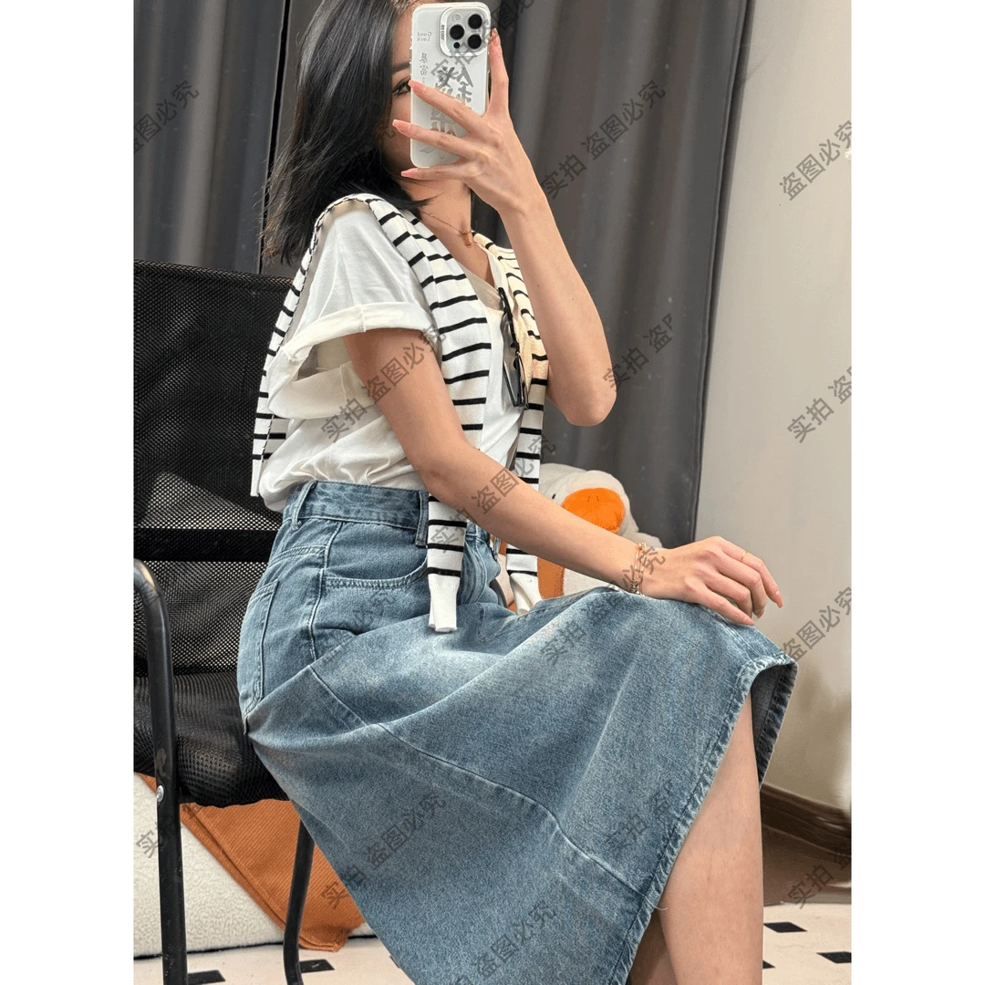【星空纹】高腰牛仔显瘦半身裙女中长款牛仔包臀裙夏