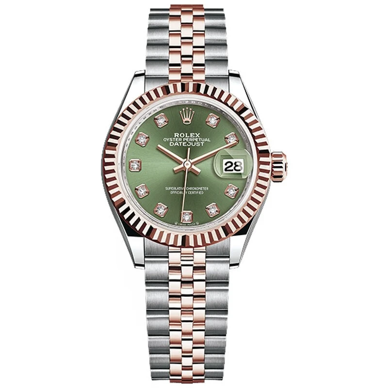95新 Rolex/劳力士 21年全套/28mm/公价107500/橄榄绿盘女表