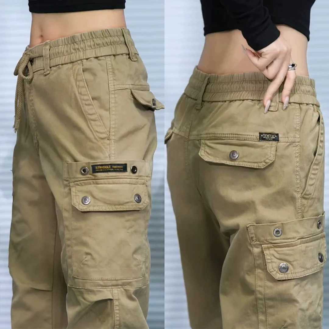 新款美式男女休闲裤宽松弹力男裤多口袋束脚裤大码复古潮流工装裤
