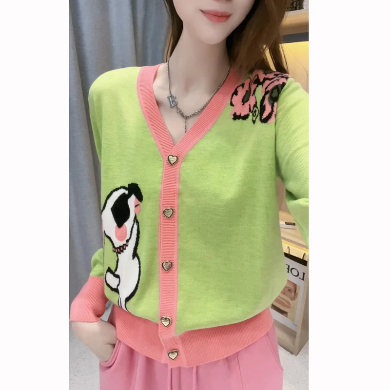 JL 【卡通兔子提花系列】早春新款长袖针织开衫-C