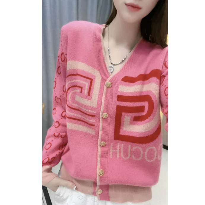 JL 【字母提花开衫】长袖羊毛衫 -C