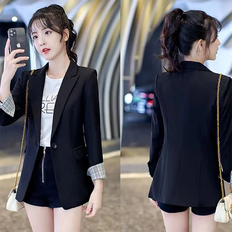 西装外套女2023春秋季新款韩版修身气质休闲百搭英伦黑色西服上衣