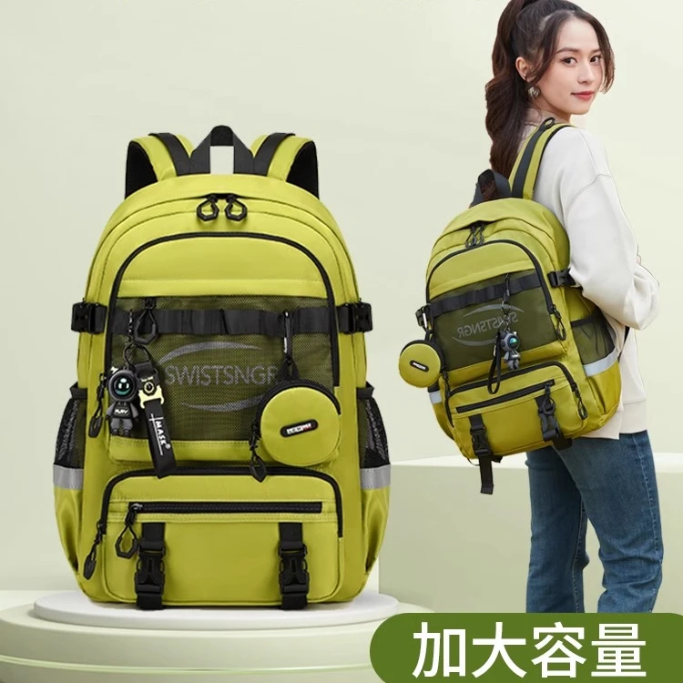 瑞士初中生女生新款大容量高中生小学轻便护脊减负双肩背包男旅行