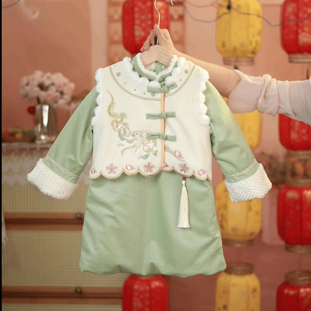 女童汉服旗袍拜年服冬季新款儿童国风唐装小女孩古装新年服装Y-81