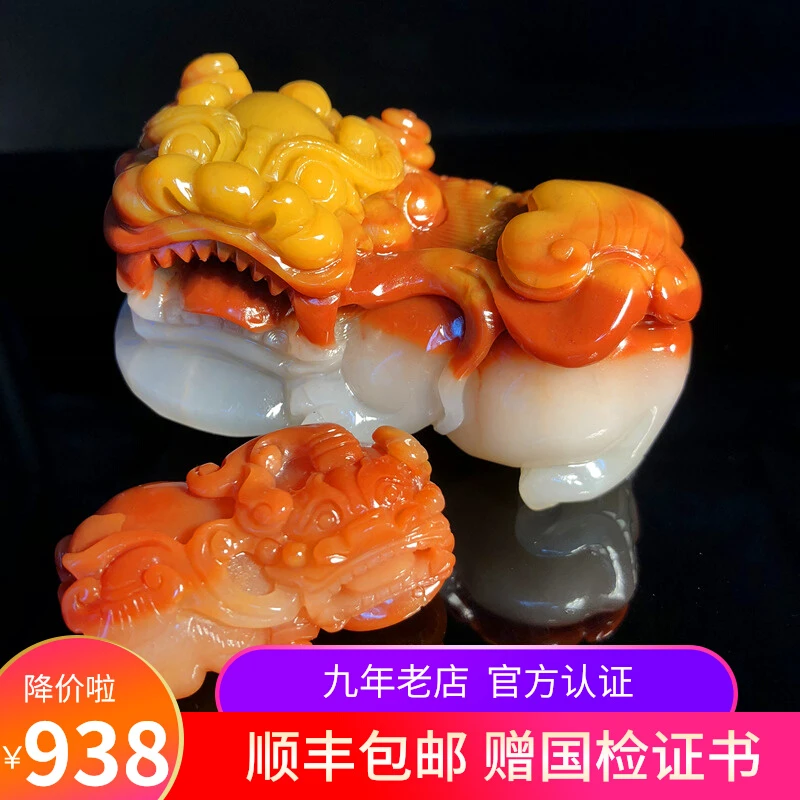 手把件天然云南黄龙玉摆件霸王貔貅吊坠鉴定随身珠宝玉石直播挑选