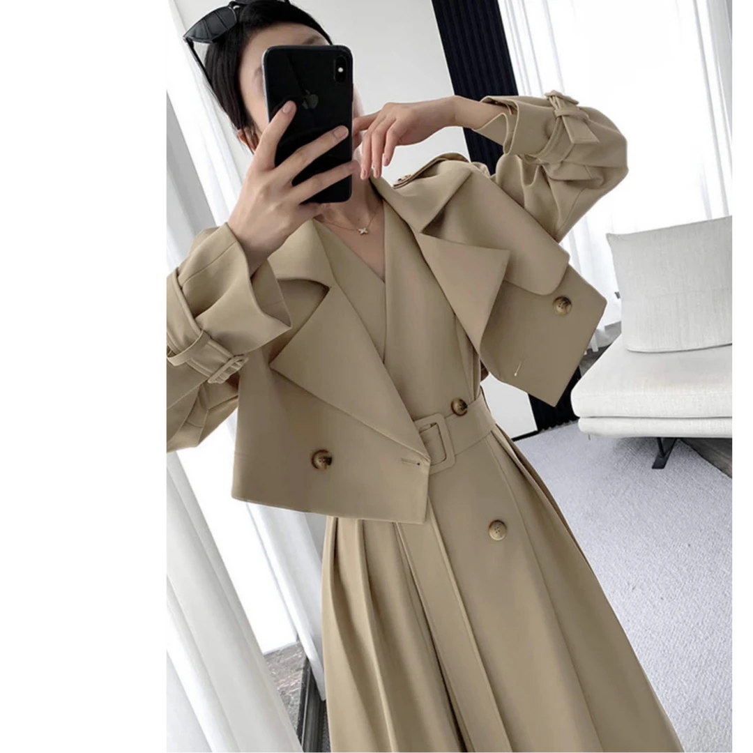 0073【两件套】连衣裙2024秋装新款收腰显瘦女神范两件套0267