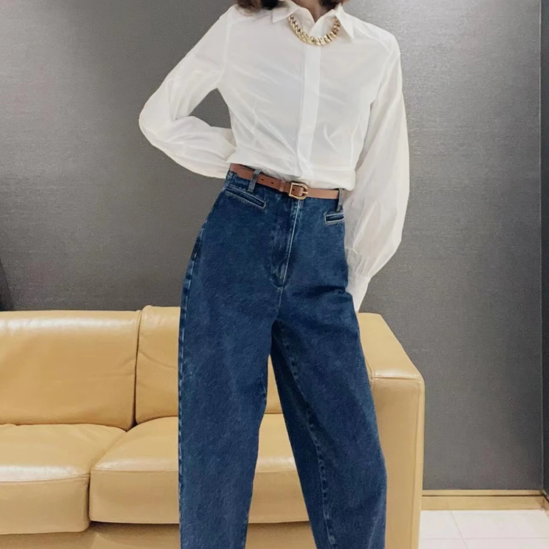 GIRDEAR/哥弟新款时尚丹宁风百搭高腰休闲牛仔哈伦裤  1100431