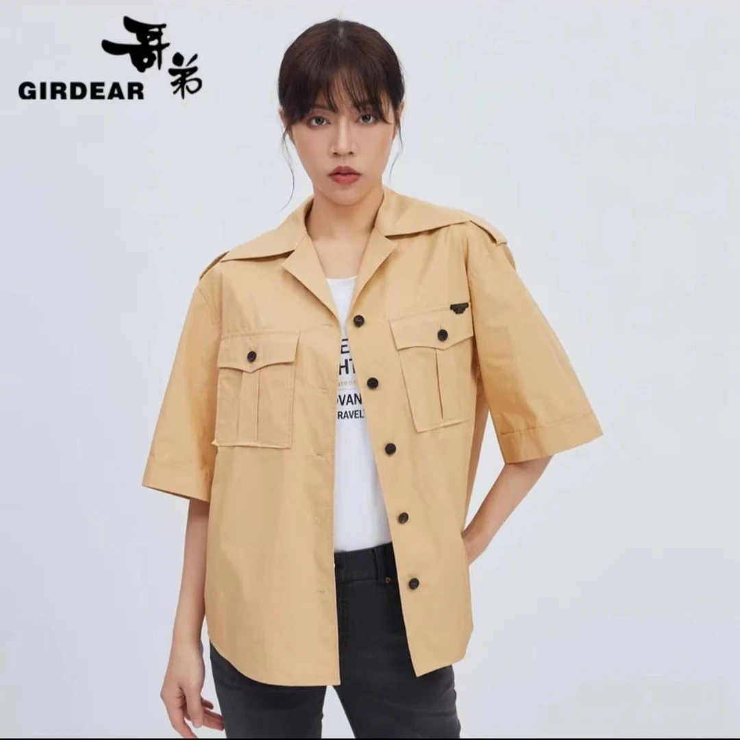 GIRDEAR/哥弟夏季通勤气质百搭显瘦工装风潮流衬衫1300681