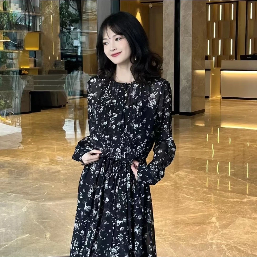 GIRDEAR/哥弟春夏碎花裙法式浪漫气质显瘦长袖女装连衣裙1500239