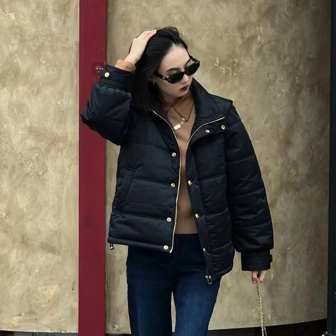 GIRDEAR/哥弟新款热力感保暖高领可拆卸新雪丽冬装棉服1400747