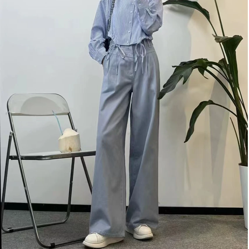 GIRDEAR/哥弟新款显瘦时尚高腰潮流A版牛仔网红阔腿休闲裤1100495