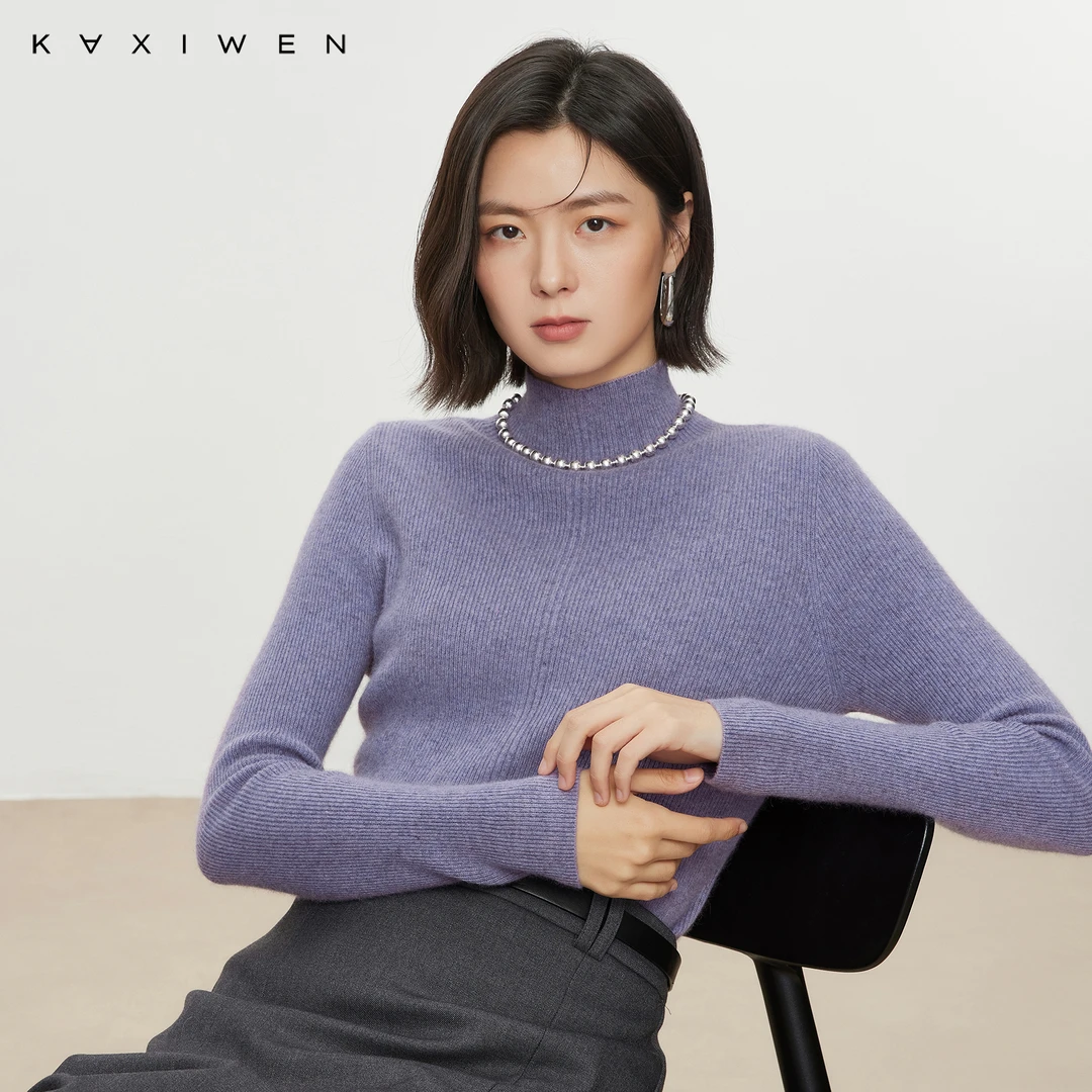 佧茜文保暖半高领针织衫冬季新款亲肤舒适修身打底上衣X10AZS8539