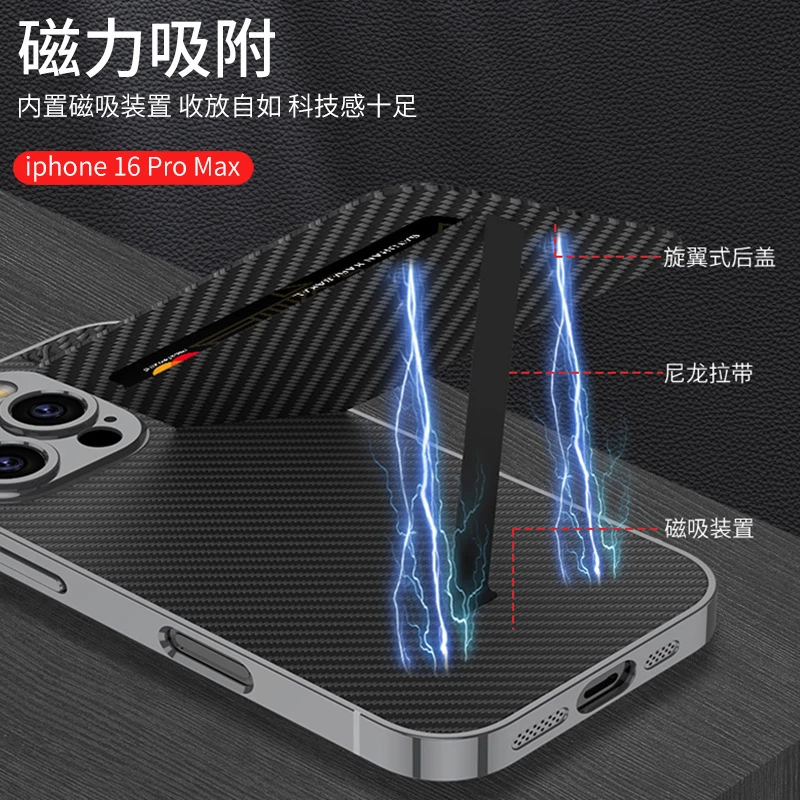 适用iPhone16/promax旋翼支架卡包手机壳全包款商务防摔苹果皮套5