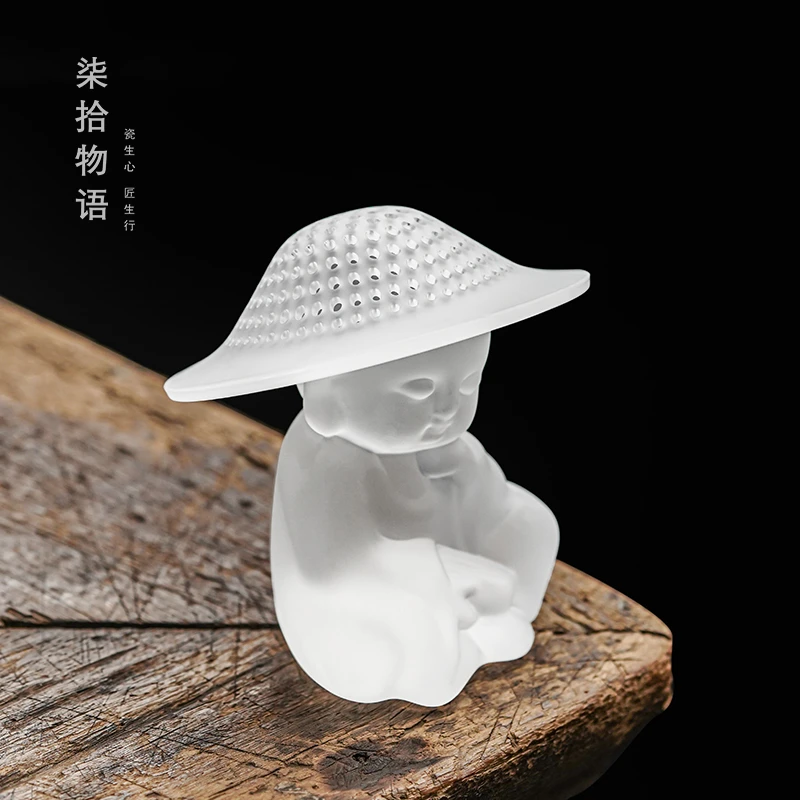 创意小和尚创意茶漏茶滤全玻璃水晶茶叶过滤器茶水分离器泡茶神器