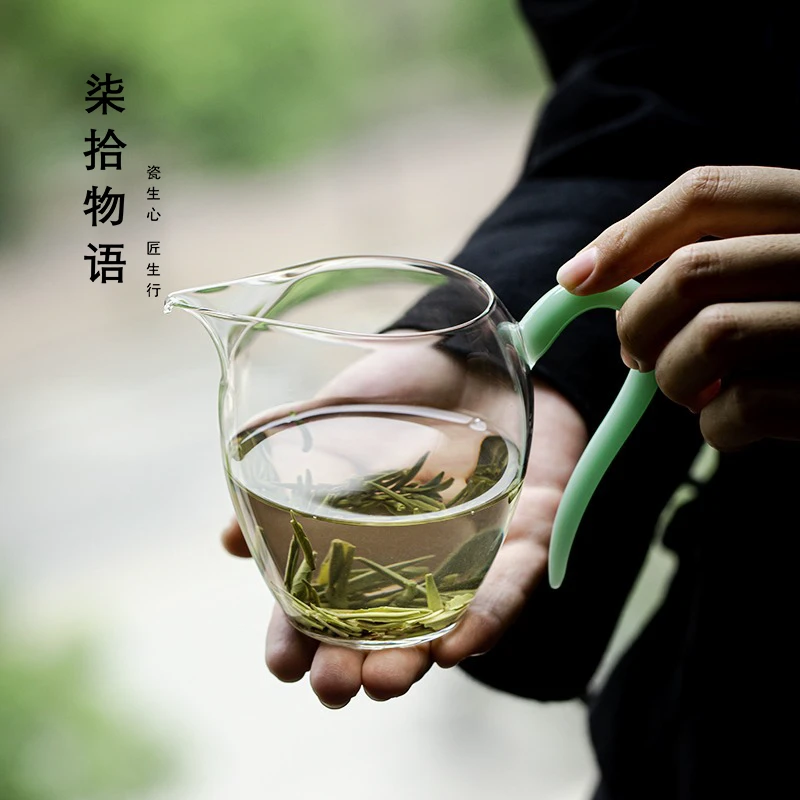 高硼硅加厚透明玻璃公道杯带把防烫茶海家用耐热分茶器功夫茶具