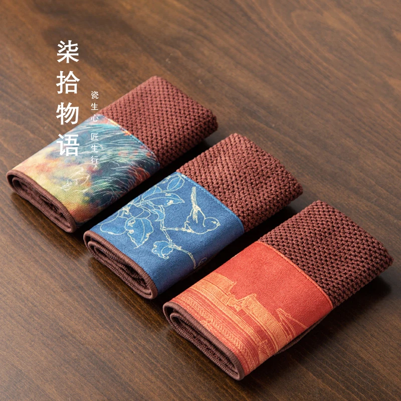 茶巾布棉麻养壶巾禅意吸水加厚大号高档桌布毛巾茶桌抹布茶桌家用