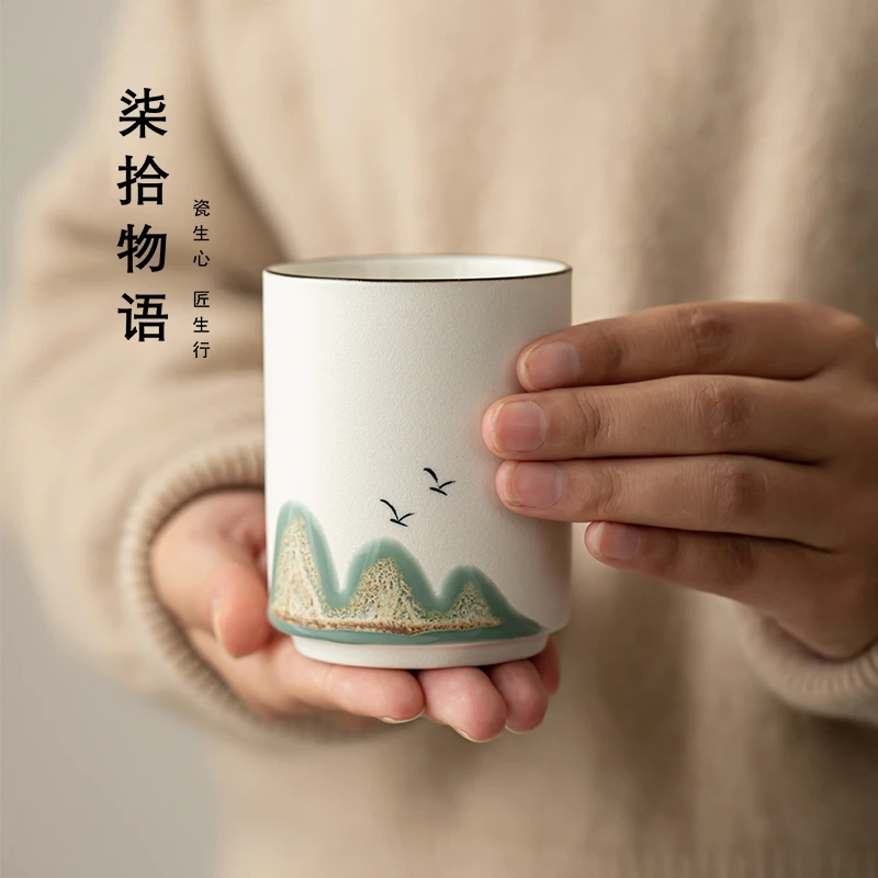 柒拾物语手工大号茶杯可乐杯手绘陶瓷主人杯专用品茗杯功夫喝茶杯