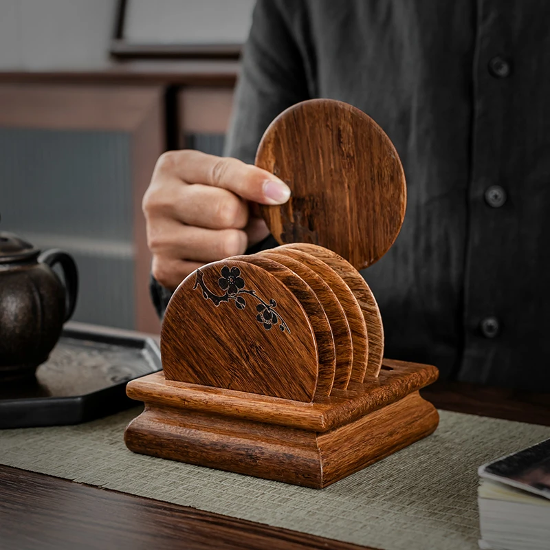 柒拾竹制功夫茶垫杯垫茶杯托茶托杯托隔热垫杯托组茶具茶道零配件