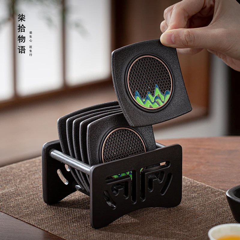 日式电木茶杯垫茶道功夫茶具配件隔热垫茶托茶杯垫托家用复古创意