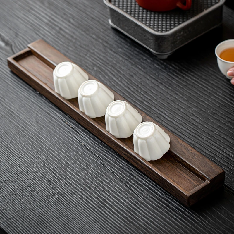 黑檀木茶杯沥水架茶具单层家用置物晾杯架收纳杯托架放茶杯的架子