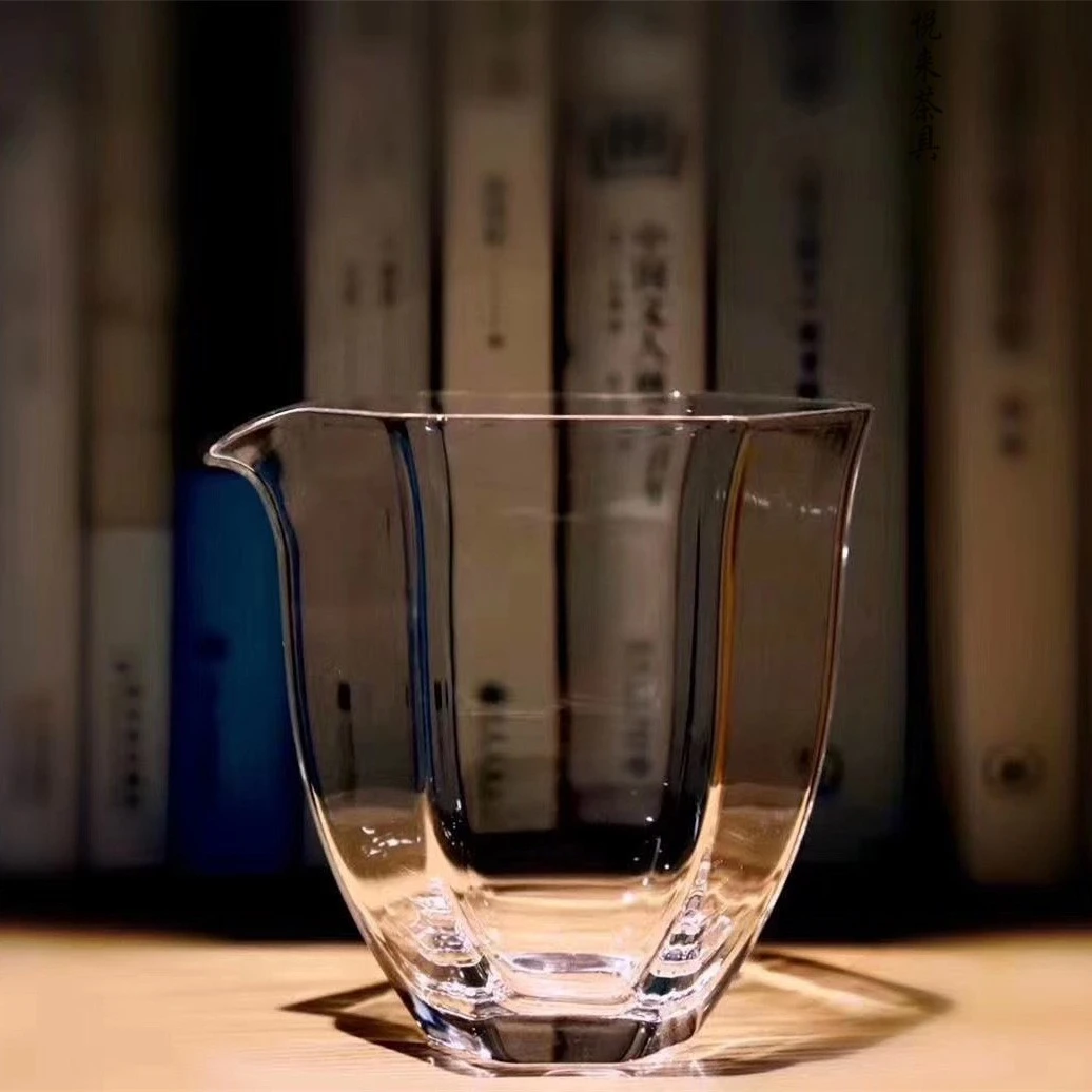 六角玻璃公道杯加厚耐热高硼硅茶具茶海分茶器高矮公杯茶道配件