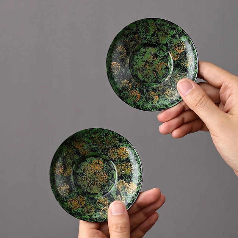 老铁漆器茶杯垫杯托杯垫茶道配件手工中式隔热防滑茶托茶垫家用