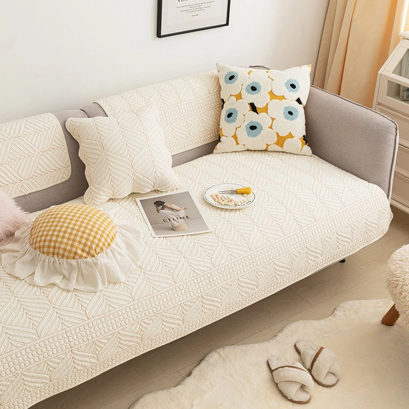 时尚韩纯色简约全棉防滑复古沙发垫纯棉沙发套罩沙发巾坐垫子盖布