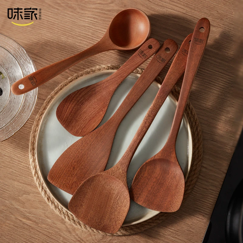 味家乌檀木锅铲不粘锅专用无漆无蜡长柄煎铲汤勺饭勺炒菜铲子