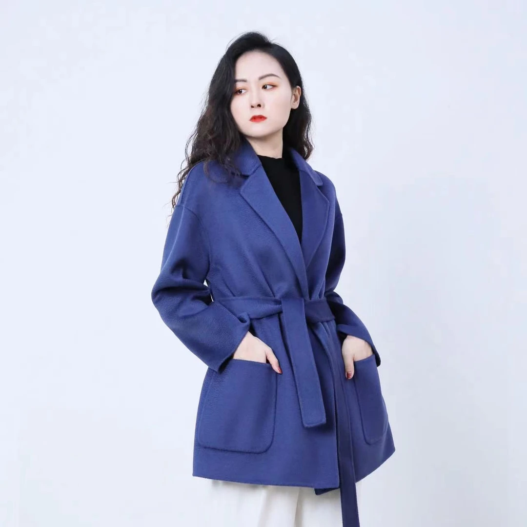 【新】时尚气质中短款大衣女士精致双面呢大衣外套9112DZ009