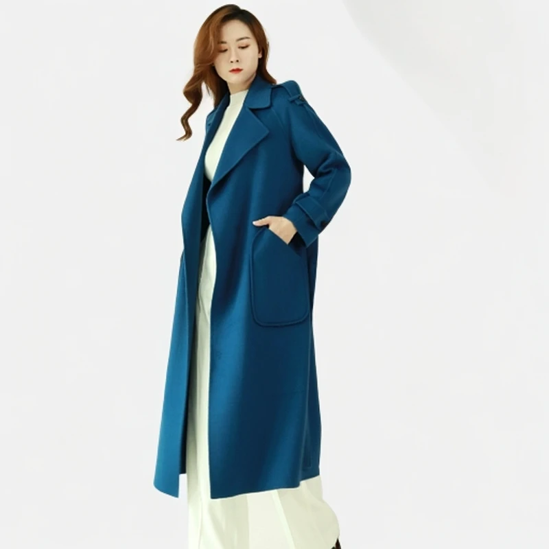 【新】911441500时尚中长款羊毛大衣精致百搭双面羊毛呢子大衣