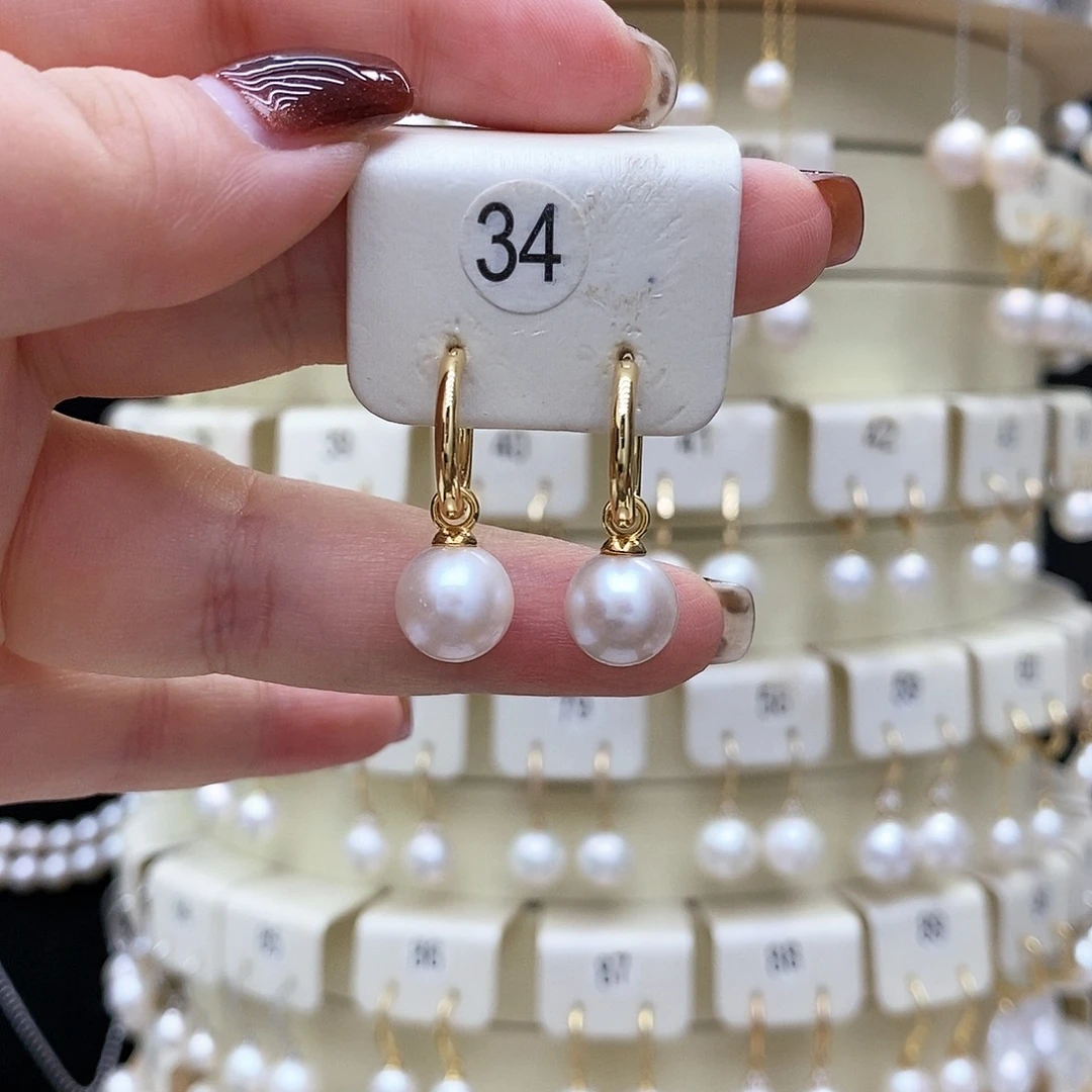 淡水珍珠耳饰银S925镶嵌