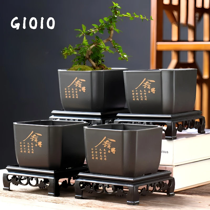 GIOIO【新店福利4个套装】塑料花盆捡漏兰花蝴蝶兰仿陶瓷多肉盆特价
