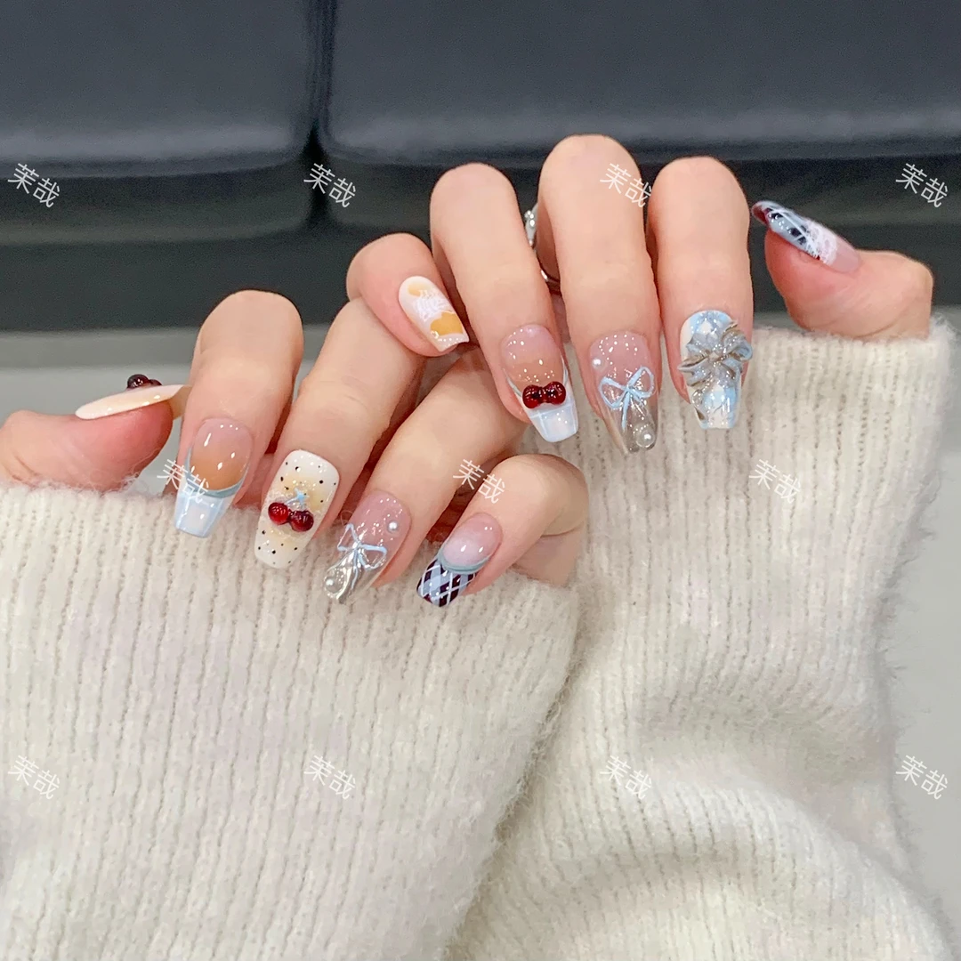 茉哉安妮【铃萝】纯手工定制美甲拆卸穿戴甲F0096