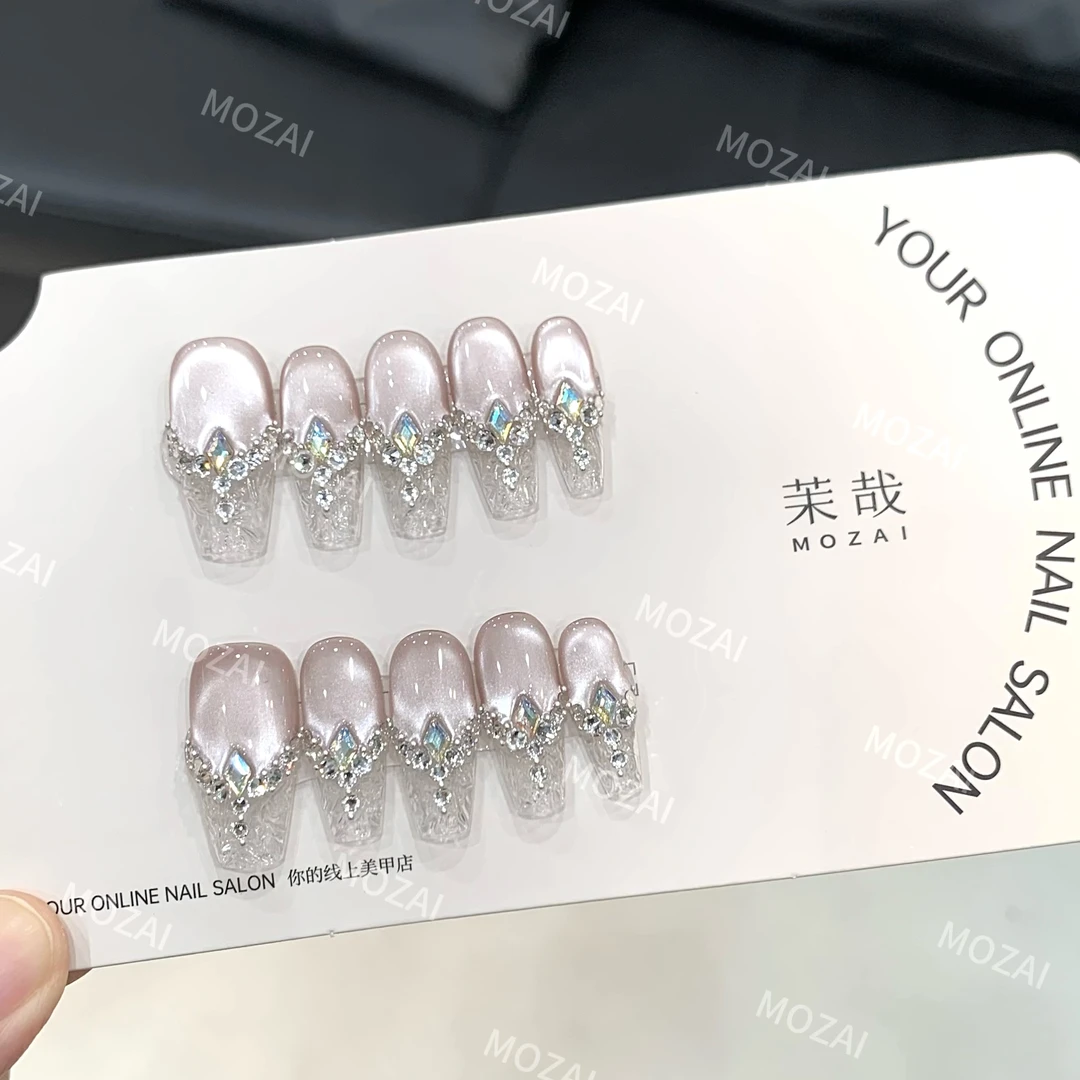 茉哉安妮高定【施家全华/一池涟漪】纯手工定制美甲拆卸穿戴甲A3162
