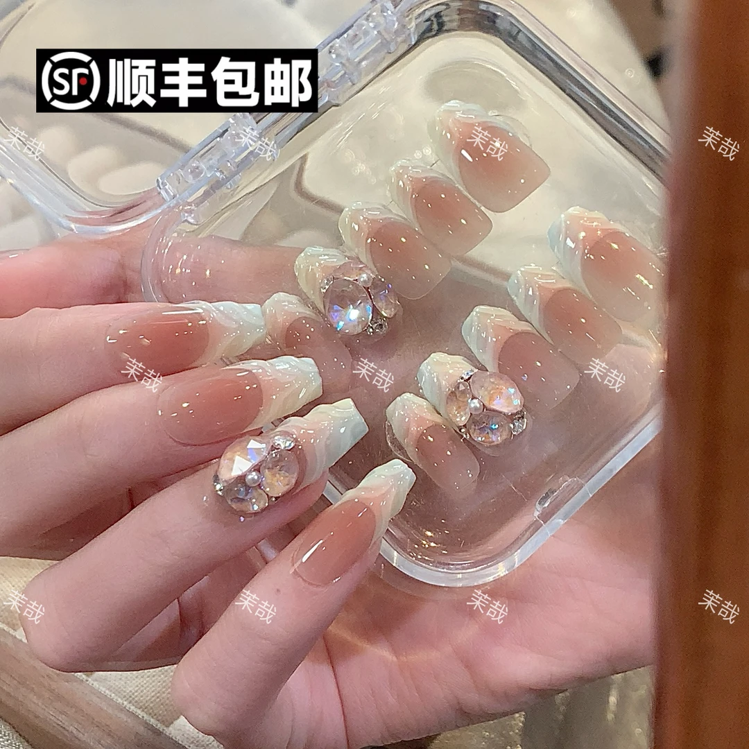 茉哉高定【施家全华/彩虹玛奇朵】（12甲）手工定制美甲穿戴甲A3243m