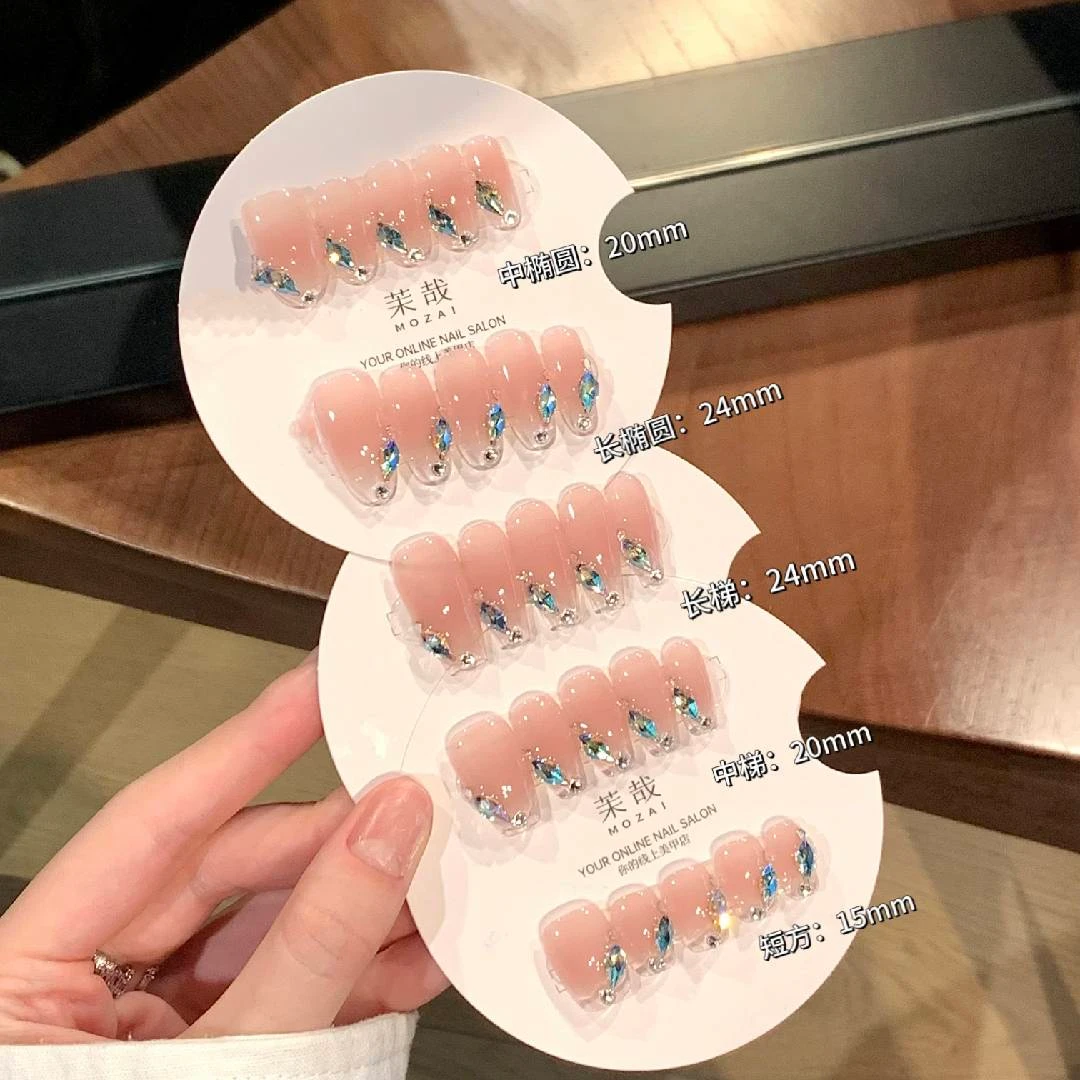 茉哉安妮高定【施家全华/月下之荷】纯手工定制美甲拆卸穿戴甲A2918