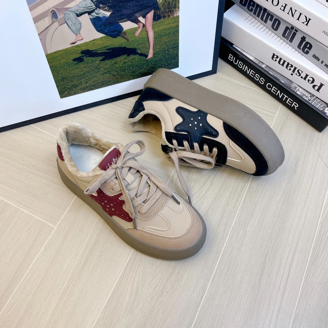 休闲鞋女鞋加绒保暖2024爆款徳训鞋女厚底百搭板鞋时尚运动鞋子女