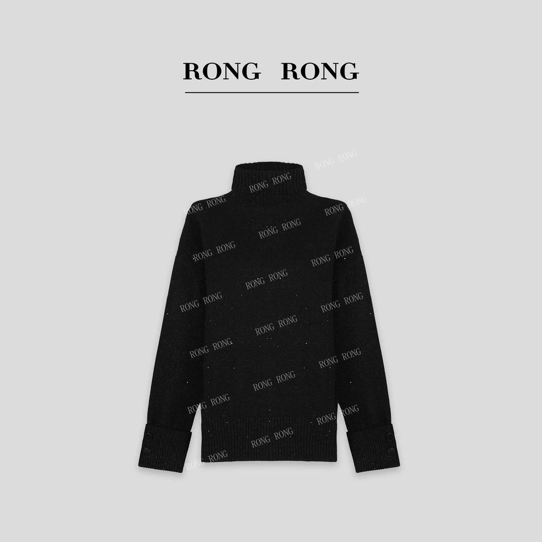 溶溶【熠熠生辉】RONGRONG 100绵羊毛重工珠片纱高领加厚毛衣RR189