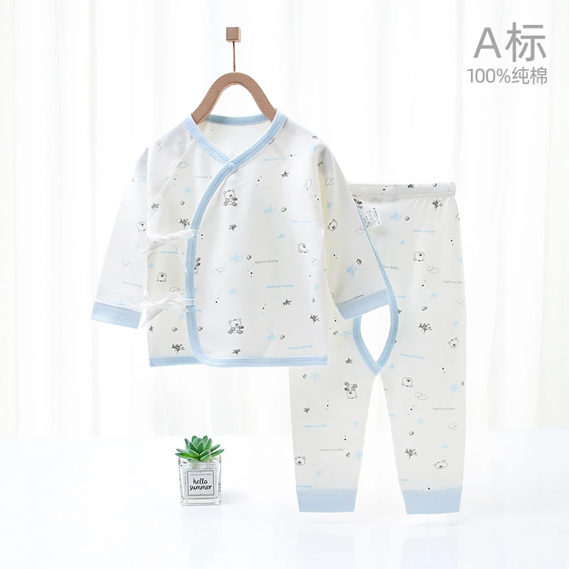 新生儿衣服纯棉0-3个月初生婴儿内衣套装宝宝和尚服无骨秋衣秋裤