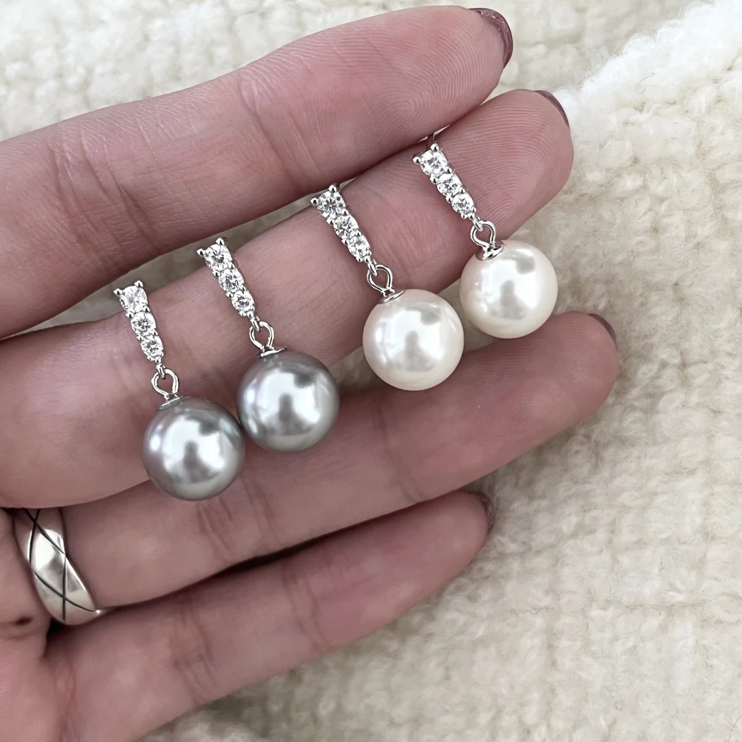 925银合成锆石耳饰 韩ins时尚百搭气质简约 渐变锆珠珠耳钉小众