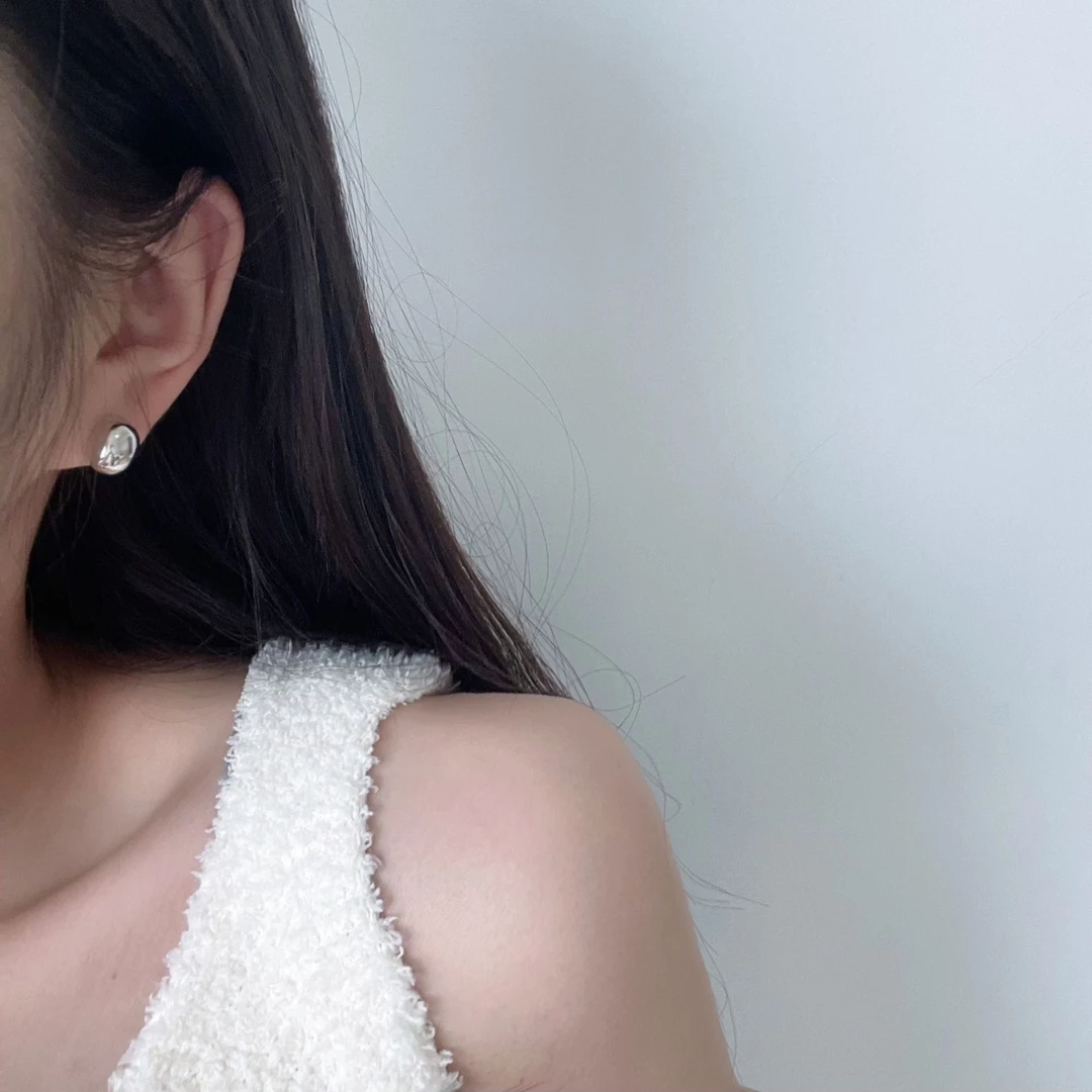 925银耳饰 韩ins风时尚百搭气质简约 椭圆豆豆耳钉精致轻奢冷淡风